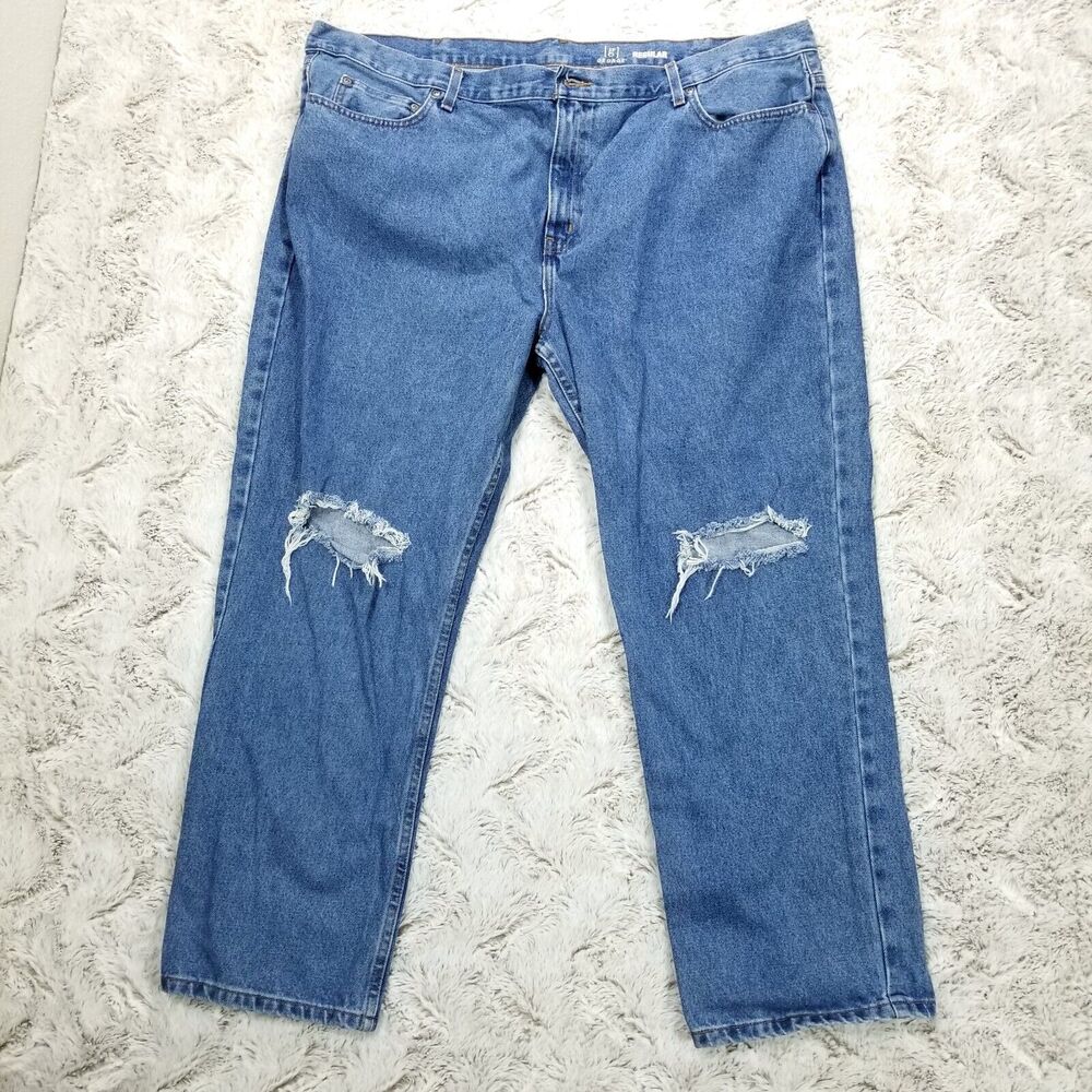 George Jeans Mens 48×30 Blue Regular Straight Dark Wash Denim